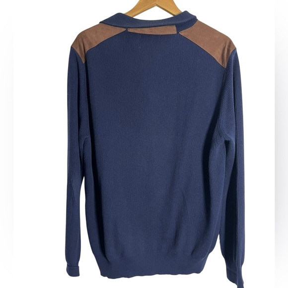 Men's Navy Sweater with Brown Accents - Picture 5 of 5